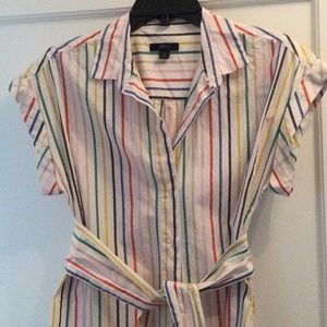 J Crew shirt, rainbow color with a belts, as shown